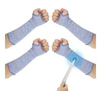 PATIKIL 12 Inch Cut Resistant Sleeve, 2 Pairs Arm Safety Protectors Sleeves with Thumb Hole Level 5 Protection Forearm Guard Sleeves for Thin Skin and Bruising, S, Blue