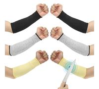 PATIKIL 12 Inch Cut Resistant Sleeve, 3 Pairs Arm Safety Protectors Sleeves Forearm Sleeve HPPE Level 5 Protection for Thin Skin and Bruising, S, Black/Gray/Yellow
