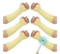 PATIKIL 12 Inch Cut Resistant Sleeve, 3 Pairs Arm Safety Protectors Sleeves with Thumb Hole Level 5 Protection Forearm Guard Sleeves for Thin Skin and Bruising, S, Yellow