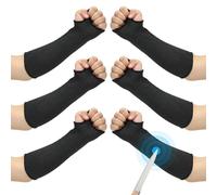 PATIKIL 12 Inch Cut Resistant Sleeve, 3 Pairs Arm Safety Protectors Sleeves with Thumb Hole Level 5 Protection Forearm Guard Sleeves for Thin Skin and Bruising, S, Black