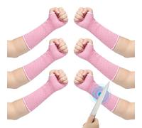 PATIKIL 12 Inch Cut Resistant Sleeve, 3Pairs Arm Safety Protectors Sleeves with Thumb Hole Level 5 Protection Forearm Guard Sleeves for Thin Skin and Bruising, S, Pink