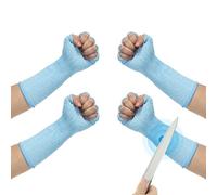 PATIKIL 12 Inch Cut Resistant Sleeves with Finger Grips, 2 Pair Forearm Protective Sleeves Level 5 Protection Arm Safety Protectors Sleeves for Thin Skin and Bruising, Sky Blue