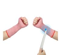 PATIKIL 12 Inch Cut Resistant Sleeves with Finger Grips, Forearm Protective Sleeves Level 5 Protection Arm Safety Protectors Sleeves for Thin Skin and Bruising, Red