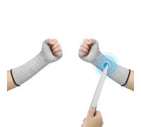 PATIKIL 12 Inch Cut Resistant Sleeves with Finger Grips, Forearm Protective Sleeves Level 5 Protection Arm Safety Protectors Sleeves for Thin Skin and Bruising, Gray