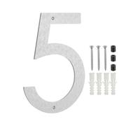 PATIKIL 12 Inch House Numbers for Outside, Number 5 ABS Plastic Texture Floating House Number Modern Mailbox Address Door Numbers with Nail Kit for Outdoor Residential Street, Silver Tone
