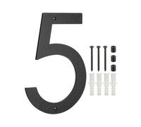 PATIKIL 12 Inch House Numbers for Outside, Number 5 ABS Plastic Texture Floating House Number Modern Mailbox Address Door Numbers with Nail Kit for Outdoor Residential Street, Black