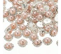 PATIKIL 12 mm Flower Claw Sew on Pearls Rhinestones,100 Pcs Crystals Gold Shiny Flatback Base Pearls Rhinestones for DIY Crafts Shoes Dress Clothes Earring Belt Sewing Decoration,Champagne