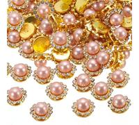 PATIKIL 12 mm Flower Claw Sew on Pearls Rhinestones,100Pcs Crystals Gold Shiny Flatback Base Pearls Rhinestones for DIY Crafts Shoes Dress Clothes Earring Belt Sewing Decoration Champagne