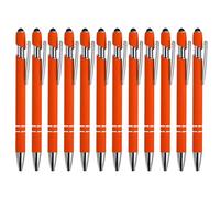 PATIKIL 12 Pack 2 in 1 Metal Pen Black Ink 1.0mm Medium Point Stylus Pen for Touch Screens Style 1, Orange
