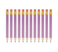 PATIKIL 12 Pack HB Pencils, 10cm Short Wood Graphite Pencils Thick Portable Golf Scoring Mini Pre Sharpened Erasable Pen with Eraser Bulk for Sport Games Meeting Office Writing, Purple