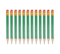 PATIKIL 12 Pack HB Pencils, 10cm Short Wood Graphite Pencils Thick Portable Golf Scoring Mini Pre Sharpened Erasable Pen with Eraser Bulk for Sport Games Meeting Office Writing, Green