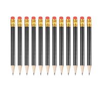 PATIKIL 12 Pack HB Pencils, 4inch Short Wood Graphite Pencils Thick Portable Golf Scoring Mini Pre Sharpened Erasable Pen with Eraser Bulk for Sport Games Meeting Office Writing, Black