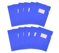 PATIKIL 12 Pack L-Type Plastic Folders, Letter Size Clear Folders for Documents Paper Sleeves Project Folder with Pocket for Home Office, Dark Blue