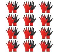 PATIKIL 12 Pairs Safety Work Gloves Nitrile Coated Work Glove Mechanic Working Glove Polyurethane Coated Smooth Glove for Warehouse Construction Gardening, Black Red