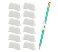 PATIKIL 12 Pcs Adhesive Pencil Holders for Desk, Universal Pencil Clip Silicone Pen Holder Office Desk Pen Organizer for Wall Clipboard Teacher Supplies, White