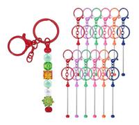 PATIKIL 12 Pcs Beadable Keychains Bars, Metal Beaded Keychain Blanks Bulk Making Supplies Kit with Lobster Hook for Pendant DIY Art Crafts, Colorful