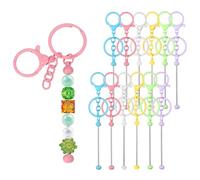 PATIKIL 12 Pcs Beadable Keychains Bars, Metal Beaded Keychain Blanks Bulk Making Supplies Kit with Lobster Hook for Pendant DIY Art Crafts, 6 Colors