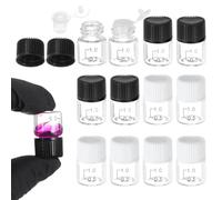 PATIKIL 12 Pcs Clear Glass Graduated Vials with Stoppers Screw Caps, 1mL Liquid Sample Storage Empty Vial Leak-Proof for Laboratory Essential Oil Reagents Perfume, Black/White