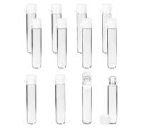 PATIKIL 12 Pcs Clear Glass Vials with Snap Top Cap, 5ml Small Liquid Sample Vial Leak-Proof Portable Liquid Storage Empty Vial for Perfume Essential Oil Reagents, White