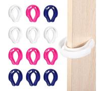 PATIKIL 12 PCS Door Pinch Guard, Door Slam Stopper Finger Pinch Guard Slam Preventer Durable First Responder Wedge C Shaped Plastic for Slamming Doors Pets Locked in Rooms, White Pink Blue