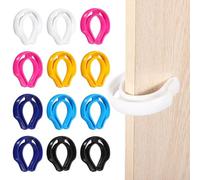 PATIKIL 12 PCS Door Pinch Guard, Door Slam Stopper Finger Pinch Guard Slam Preventer Durable First Responder Wedge C Shaped Plastic for Slamming Doors Pets Locked in Rooms, 6 Color