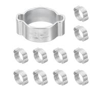 PATIKIL 12 Pcs Double Ear Hose Clamp, 13-15mm 304 Stainless Steel O Clip Crimp Rings, Pipe Clamps for Fuel Petrol Pipe Tube Fitting Connections