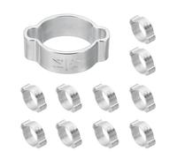PATIKIL 12 Pcs Double Ear Hose Clamp, 14-17mm 304 Stainless Steel O Clip Crimp Rings, Pipe Clamps for Fuel Petrol Pipe Tube Fitting Connections
