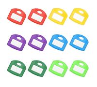 PATIKIL 12 Pcs Key Cap Covers, Silicone Rubber Square Colored Key Ring Identifiers Color Coded Label Tag Caps Markers Sleeve Protector for House Office, 6 Colors