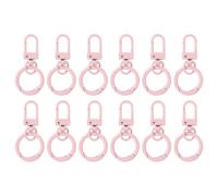 PATIKIL 12 Pcs Lobster Claw Clasp, Colorful Metal Keychain Clasp Swivel Hooks with Spring Key Rings Trigger Clips for Bag Door Key Chains DIY Craft Jewelry Making, Light Pink