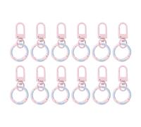 PATIKIL 12 Pcs Lobster Claw Clasp, Colorful Metal Keychain Clasp Swivel Hooks with Spring Key Rings Trigger Clips for Bag Door Key Chains DIY Craft Jewelry Making, Donut Light Pink