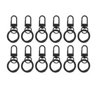 PATIKIL 12 Pcs Lobster Claw Clasp, Colorful Metal Keychain Clasp Swivel Hooks with Spring Key Rings Trigger Clips for Bag Door Key Chains DIY Craft Jewelry Making, Black
