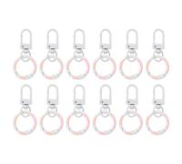 PATIKIL 12 Pcs Lobster Claw Clasp, Colorful Metal Keychain Clasp Swivel Hooks with Spring Key Rings Trigger Clips for Bag Door Key Chains DIY Craft Jewelry Making, Donut White