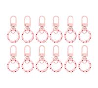 PATIKIL 12 Pcs Lobster Claw Clasp, Colorful Metal Keychain Clasp Swivel Hooks with Spring Key Rings Trigger Clips for Bag Door Key Chains DIY Craft Jewelry Making, Dots Pink