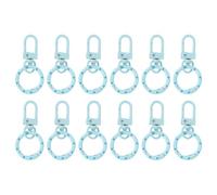 PATIKIL 12 Pcs Lobster Claw Clasp, Colorful Metal Keychain Clasp Swivel Hooks with Spring Key Rings Trigger Clips for Bag Door Key Chains DIY Craft Jewelry Making, Dots Light Blue