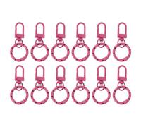 PATIKIL 12 Pcs Lobster Claw Clasp, Colorful Metal Keychain Clasp Swivel Hooks with Spring Key Rings Trigger Clips for Bag Door Key Chains DIY Craft Jewelry Making, Dots Rose Red