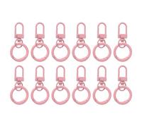 PATIKIL 12 Pcs Lobster Claw Clasp, Colorful Metal Keychain Clasp Swivel Hooks with Spring Key Rings Trigger Clips for Bag Door Key Chains DIY Craft Jewelry Making, Pink