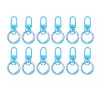 PATIKIL 12 Pcs Lobster Claw Clasp, Colorful Metal Keychain Clasp Swivel Hooks with Spring Key Rings Trigger Clips for Bag Door Key Chains DIY Craft Jewelry Making, Donut Blue
