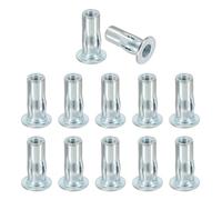 PATIKIL 12 Pcs Multi-Grip Rivet Nuts, M8 Pre-Bulbed Shank Flat Head Threaded Insert Nuts Carbon Steel Plus Nuts Zinc White Plated for Fastener
