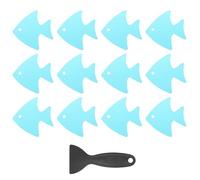 PATIKIL 12 Pcs Non Slip Bathtub Stickers, Anti Slip Shower Stickers with Scraper Bathroom Shower Floor Decals Fish Shape Cute Treads Tubs, Blue
