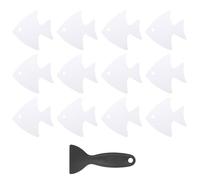 PATIKIL 12 Pcs Non Slip Bathtub Stickers, Anti Slip Shower Stickers with Scraper Bathroom Shower Floor Decals Fish Shape Cute Treads Tubs, White