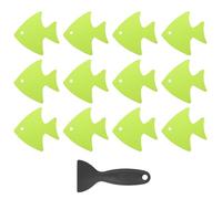 PATIKIL 12 Pcs Non Slip Bathtub Stickers, Anti Slip Shower Stickers with Scraper Bathroom Shower Floor Decals Fish Shape Cute Treads Tubs, Grass-Green