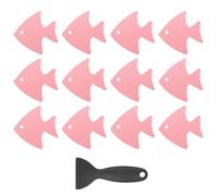 PATIKIL 12 Pcs Non Slip Bathtub Stickers, Anti Slip Shower Stickers with Scraper Bathroom Shower Floor Decals Fish Shape Cute Treads Tubs, Pink
