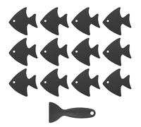 PATIKIL 12 Pcs Non Slip Bathtub Stickers, Anti Slip Shower Stickers with Scraper Bathroom Shower Floor Decals Fish Shape Cute Treads Tubs, Black