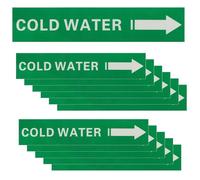 PATIKIL 12 Pcs Pipe Label Stickers with Arrows, 1-3/5" x 8" Cold Water Right-Pointing Arrow, Self-Stick Pipe Markers Identification for Pipeline Tag, White on Green Background