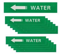 PATIKIL 12 Pcs Pipe Label Stickers with Arrows, 1-3/5" x 8" Water Left-Pointing Arrow, Self-Stick Pipe Markers Identification for Pipeline Tag, White on Green Background