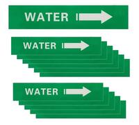 PATIKIL 12 Pcs Pipe Label Stickers with Arrows, 1-3/5" x 8" Water Right-Pointing Arrow, Self-Stick Pipe Markers Identification for Pipeline Tag, White on Green Background