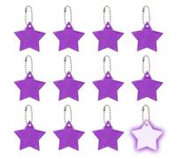 PATIKIL 12 Pcs Reflective Keychain, 2.2in Reflective High Visibility Safety Keychain Tags Pentagram Pendants Bright Zipper Pulls Waterproof for Backpack Running Cycling, Purple