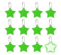 PATIKIL 12 Pcs Reflective Keychain, 2.2in Reflective High Visibility Safety Keychain Tags Pentagram Pendants Bright Zipper Pulls Waterproof for Backpack Running Cycling, Green