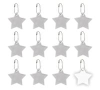 PATIKIL 12 Pcs Reflective Keychain, 2.2in Reflective High Visibility Safety Keychain Tags Pentagram Pendants Bright Zipper Pulls Waterproof for Backpack Running Cycling, Silver