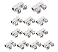 PATIKIL 12 Pcs Wire Rope Cable Clamp, 12 x 4.5mm Copper Double Hole Wire Rope Clips Adjustable Lock Crimping Loop Sleeve Stop for 3.2mm Dia Cable, Silver
